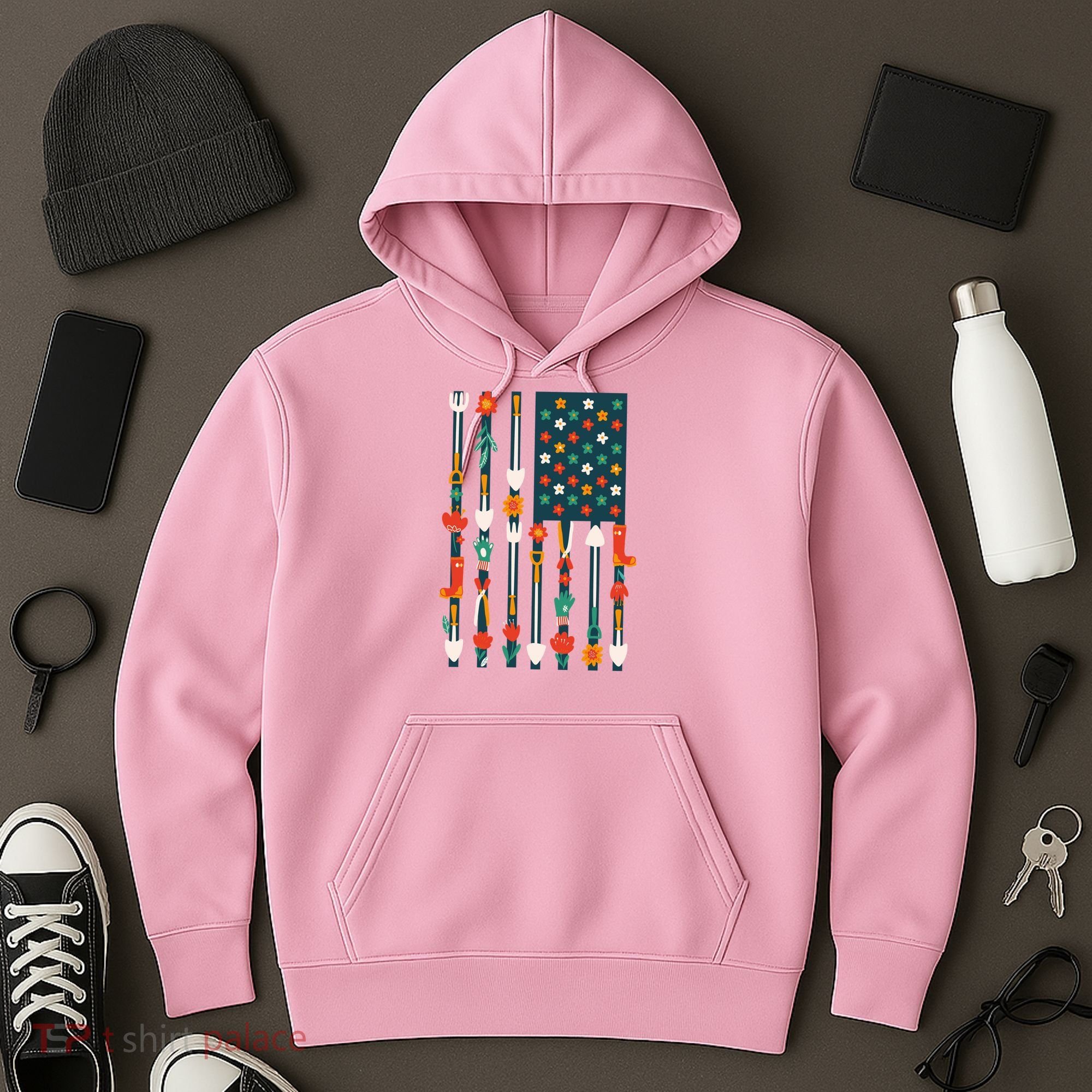 USA Flower Flag Garden Hoodie