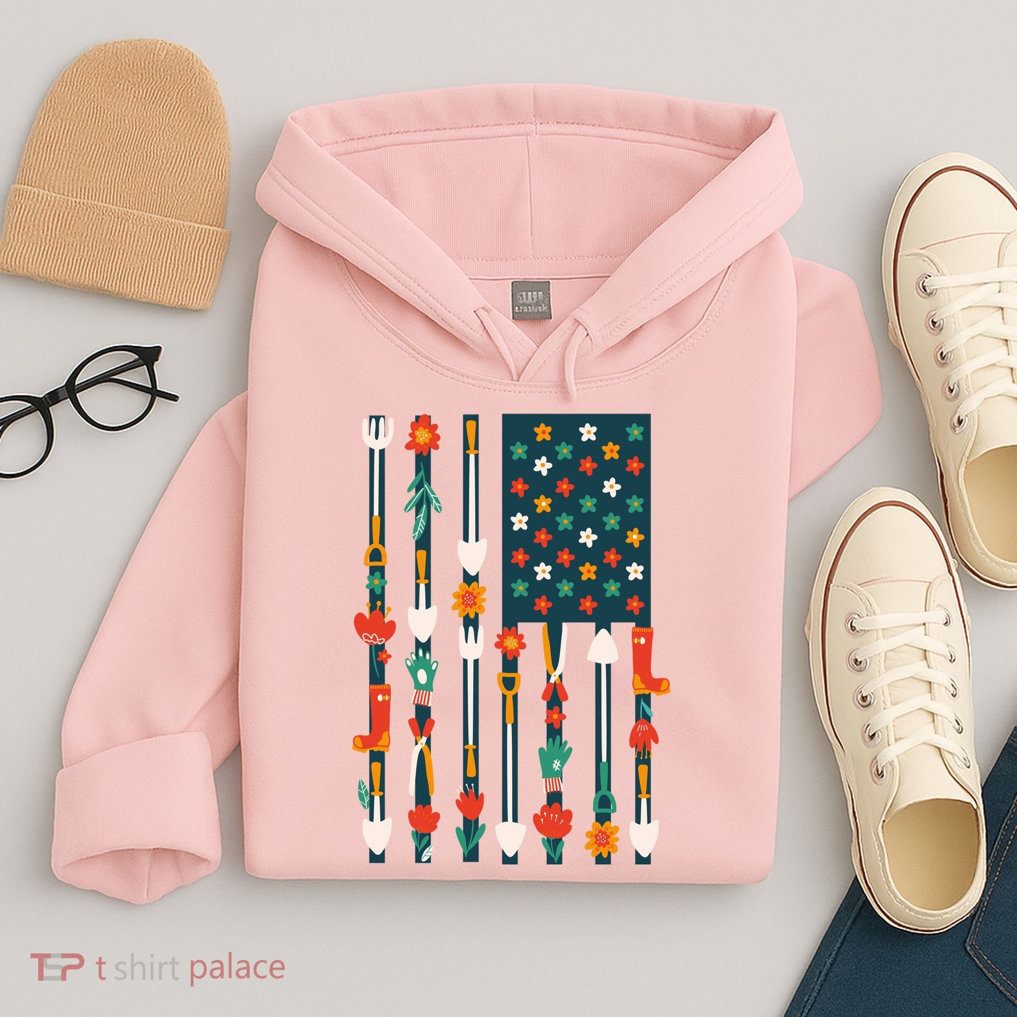 USA Flower Flag Garden Hoodie
