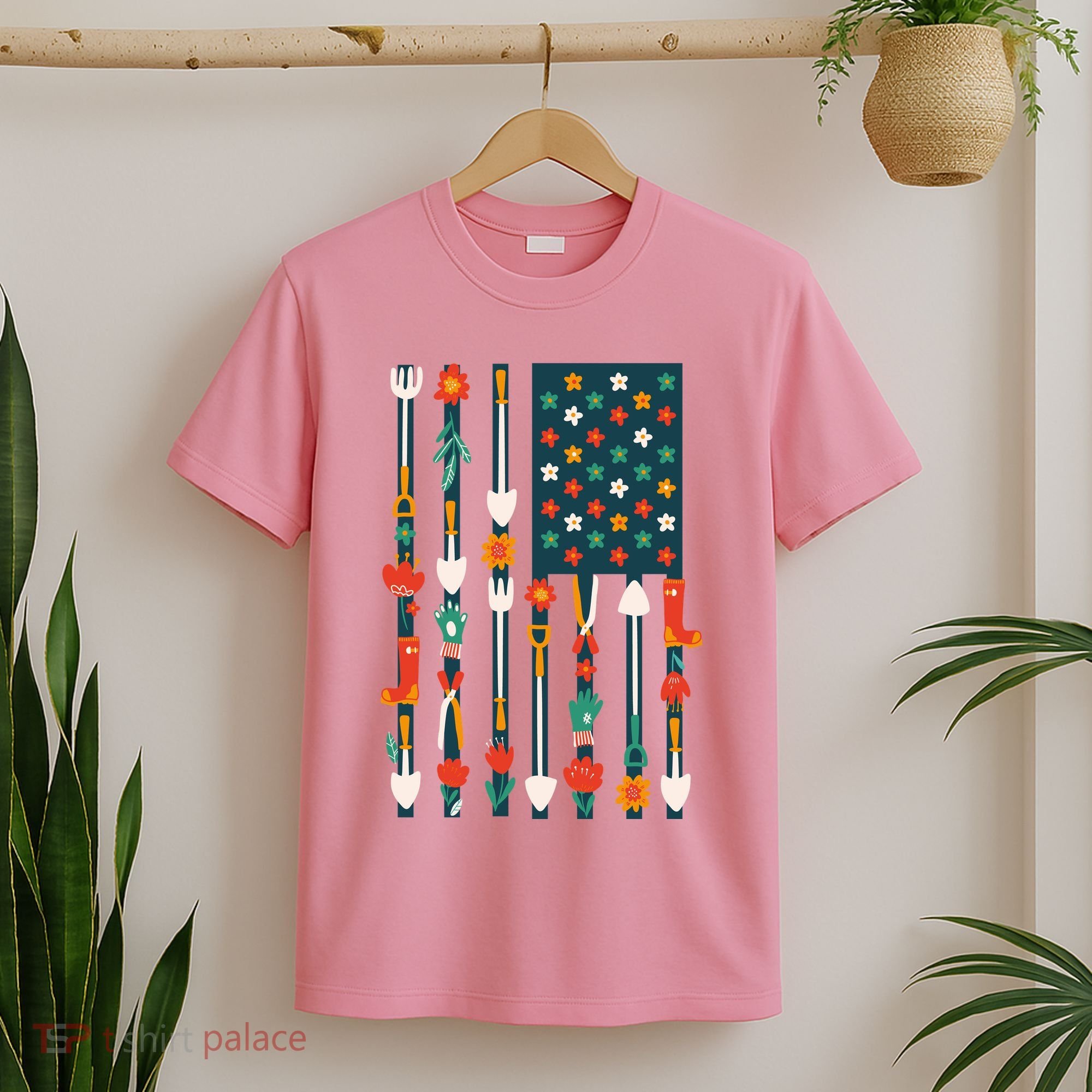 USA Flower Flag Garden T-Shirt