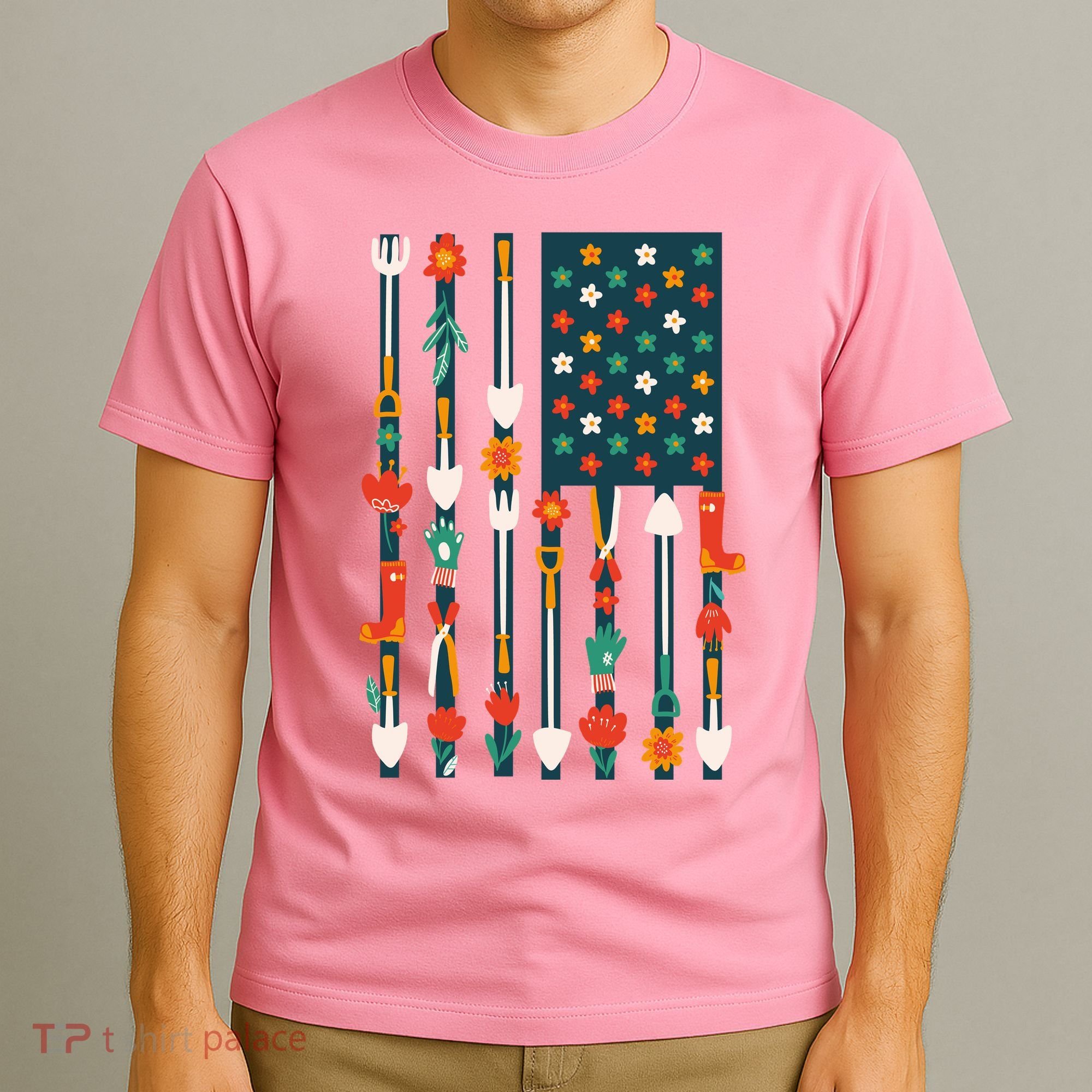 USA Flower Flag Garden T-Shirt