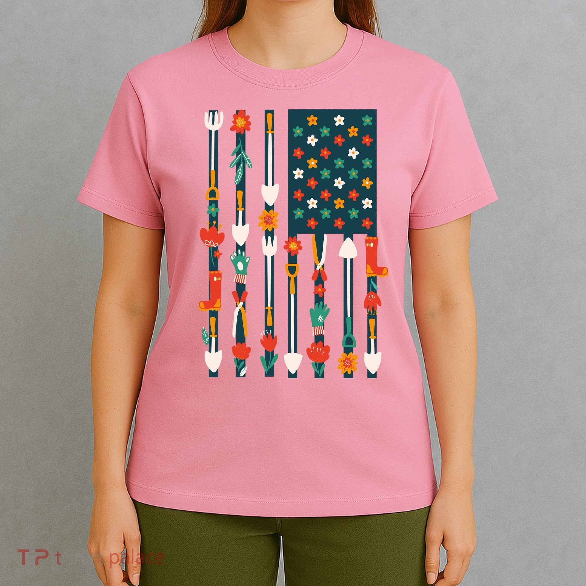 USA Flower Flag Garden T-Shirt