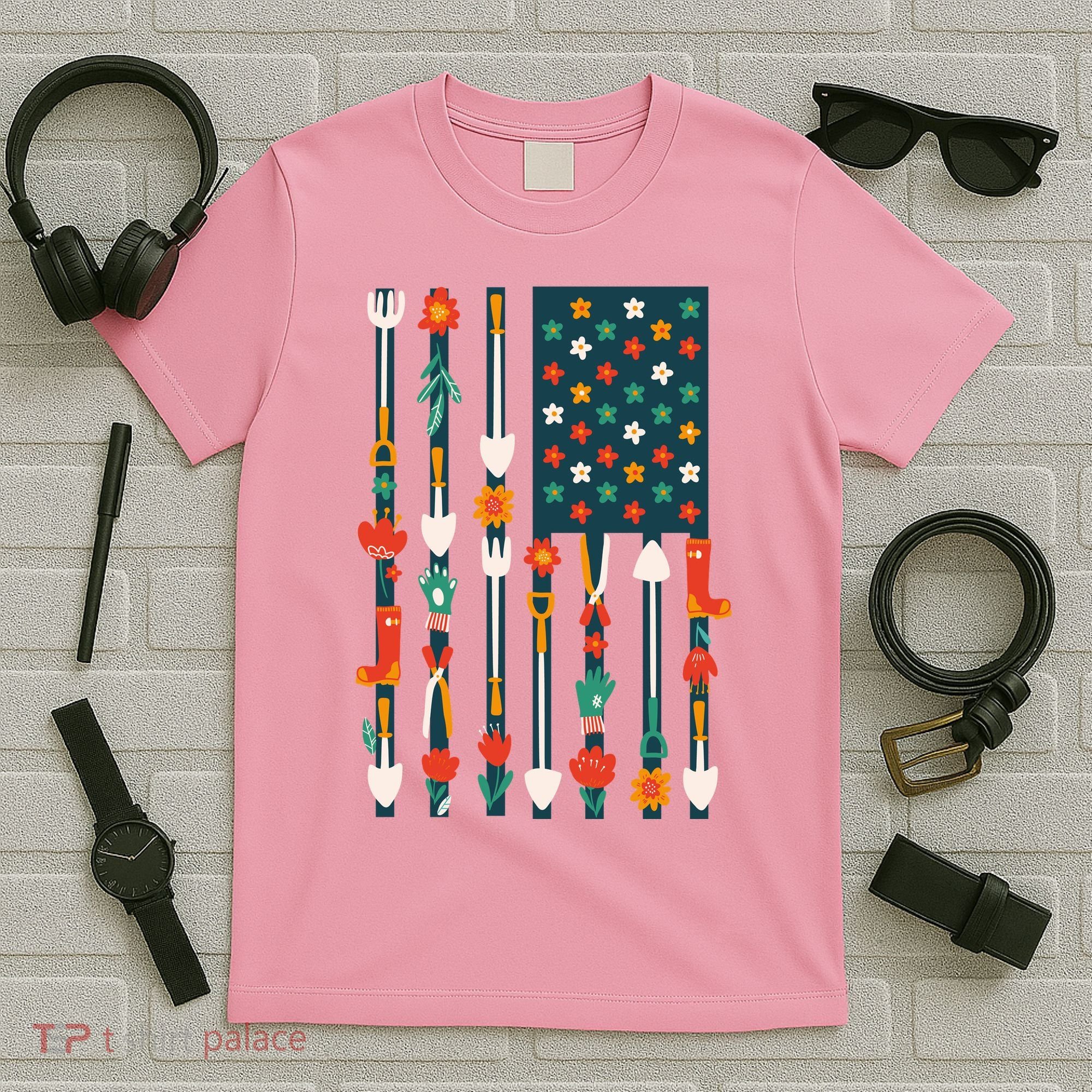 USA Flower Flag Garden T-Shirt