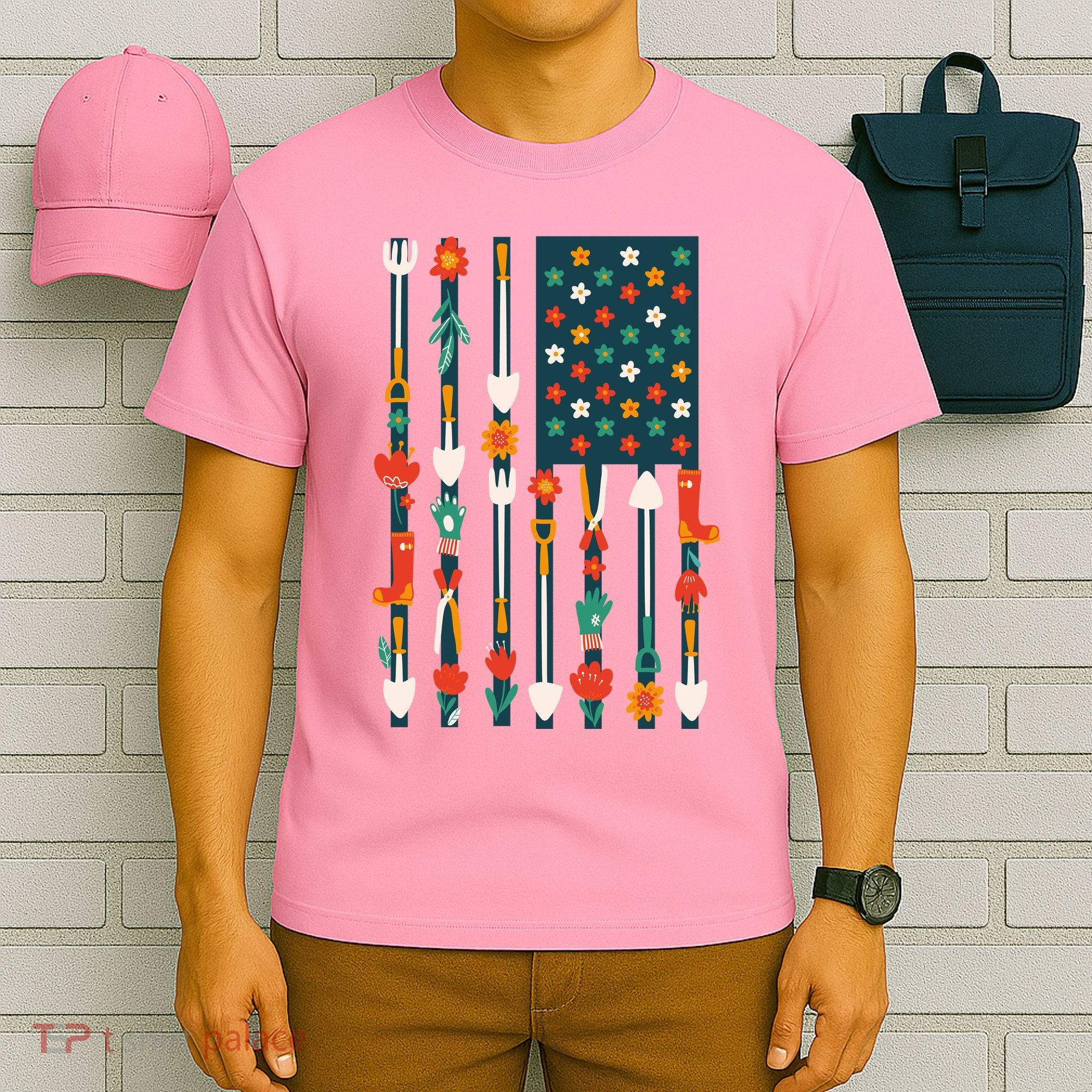 USA Flower Flag Garden T-Shirt