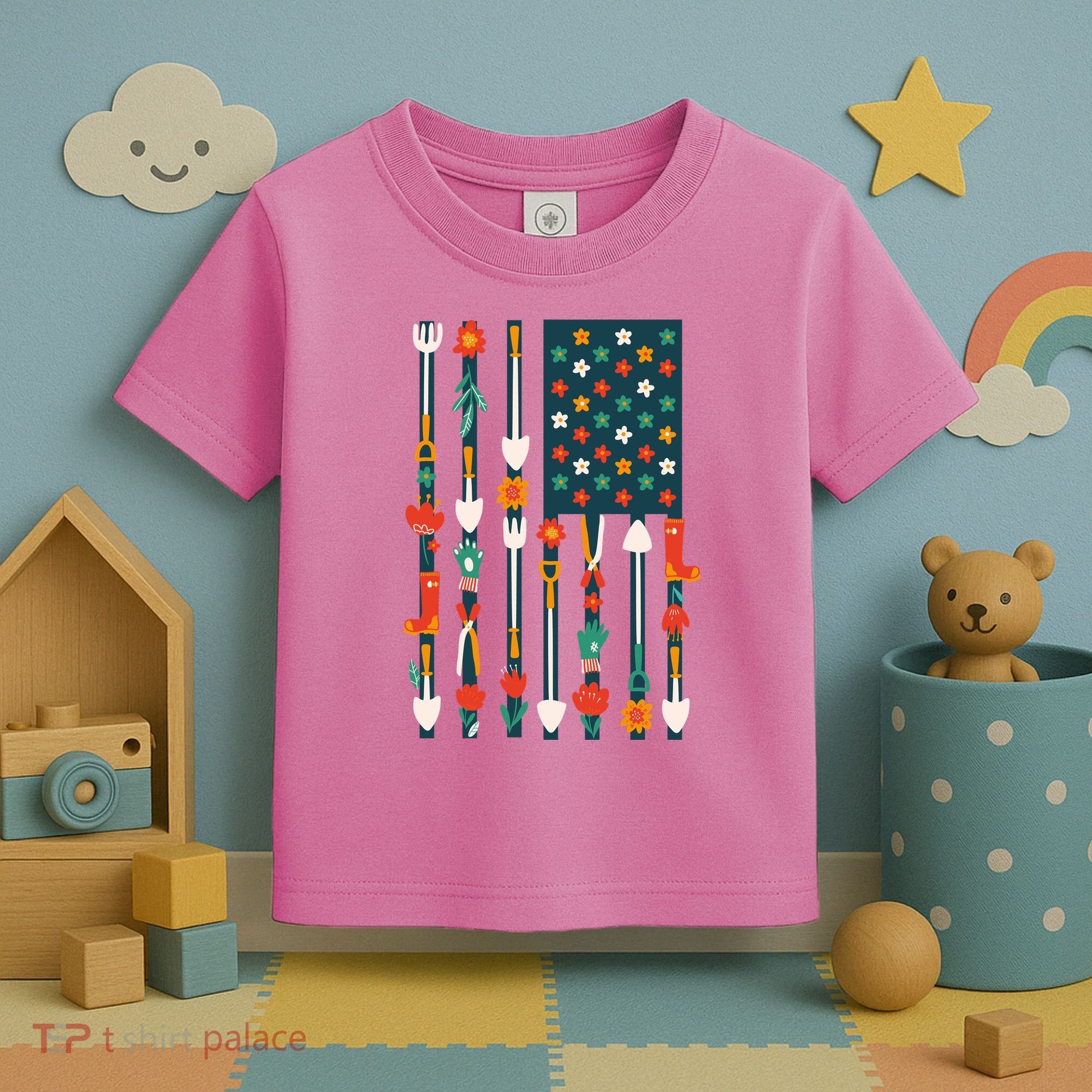 USA Flower Flag Garden Toddler T-Shirt