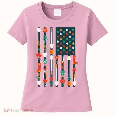USA Flower Flag Garden Women's T-Shirt