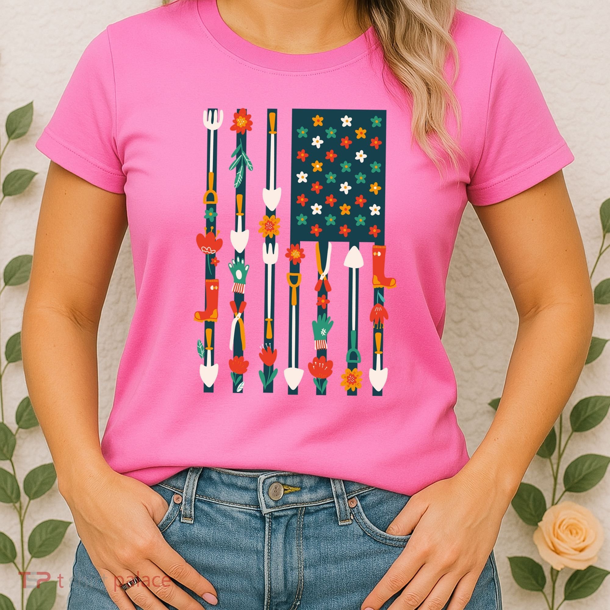 USA Flower Flag Garden Women's T-Shirt