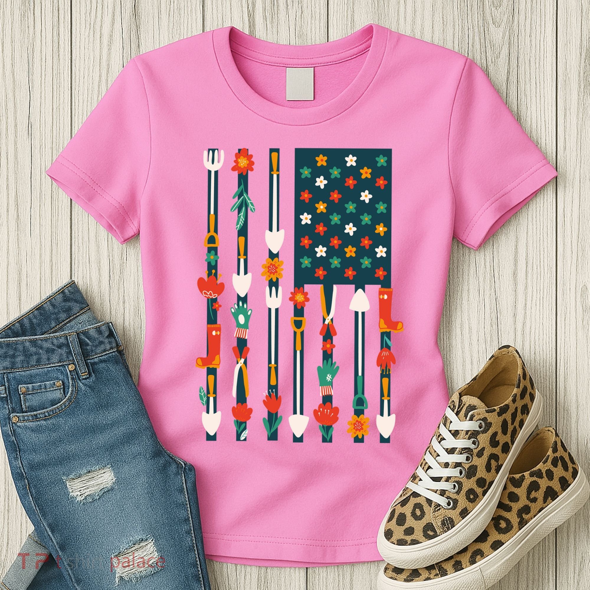 USA Flower Flag Garden Women's T-Shirt
