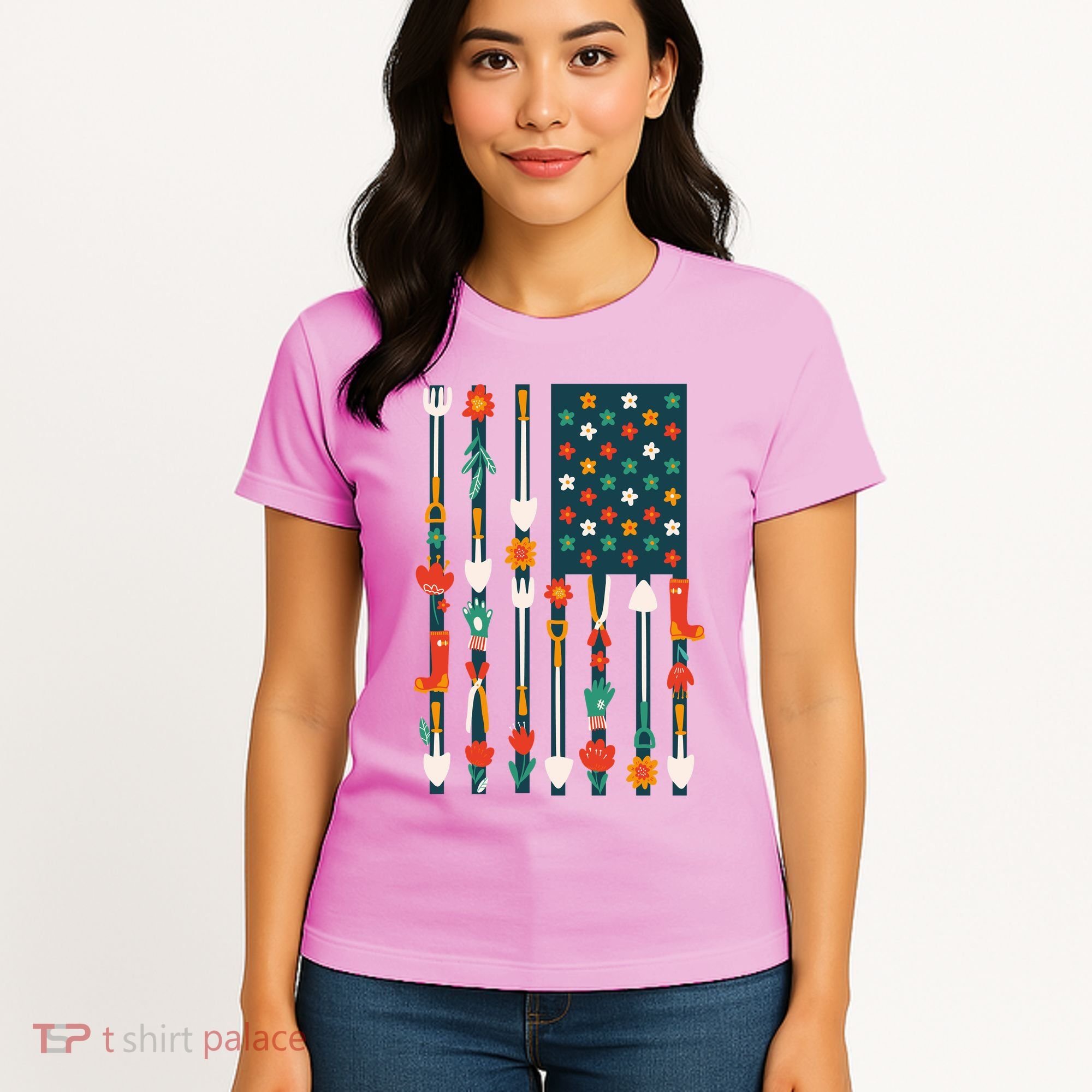 USA Flower Flag Garden Women's T-Shirt