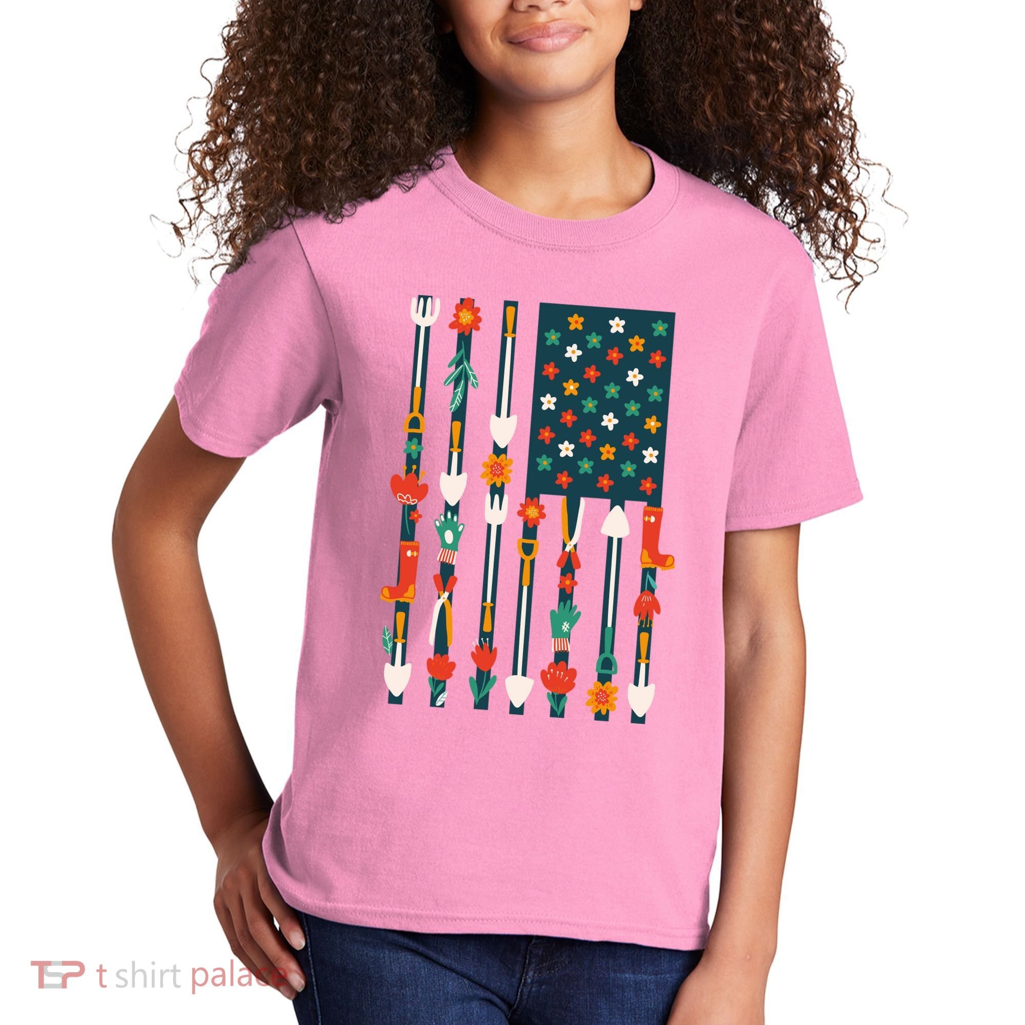 USA Flower Flag Garden Kids T-Shirt