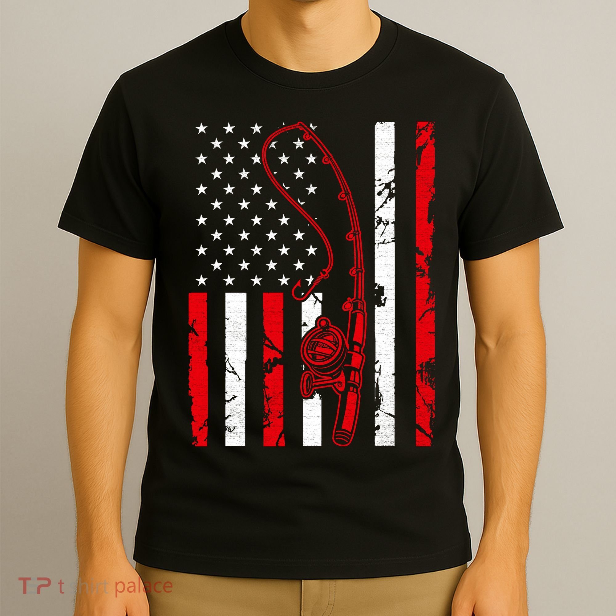 USA Fishing Flag Gift For Fisherman T-Shirt