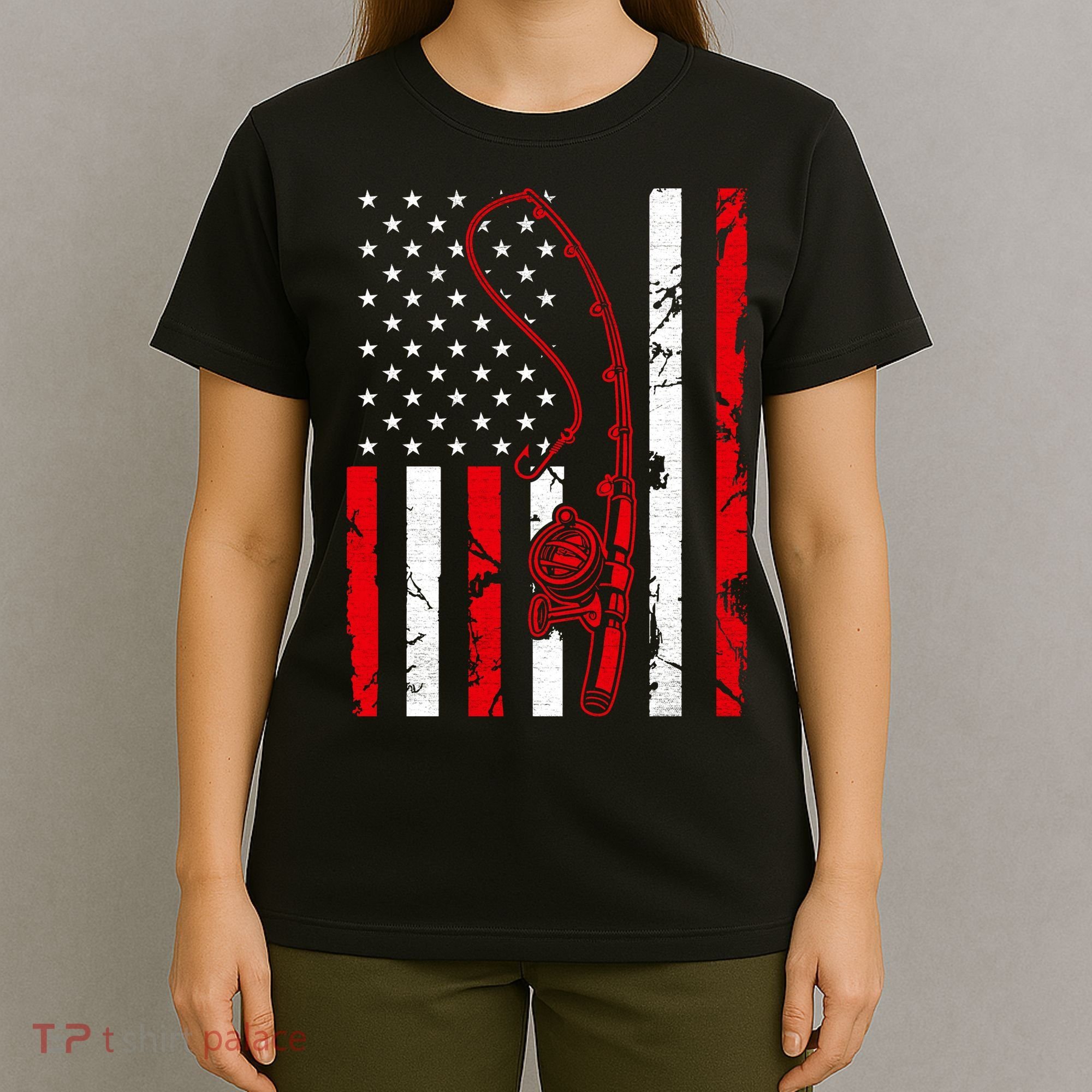 USA Fishing Flag Gift For Fisherman T-Shirt