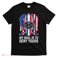 Us Flag Goalie My Goal Is To Deny Yours Ice Hockey Goalkeeper Gift T-Shirt thumb 0