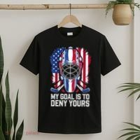 Us Flag Goalie My Goal Is To Deny Yours Ice Hockey Goalkeeper Gift T-Shirt thumb 2
