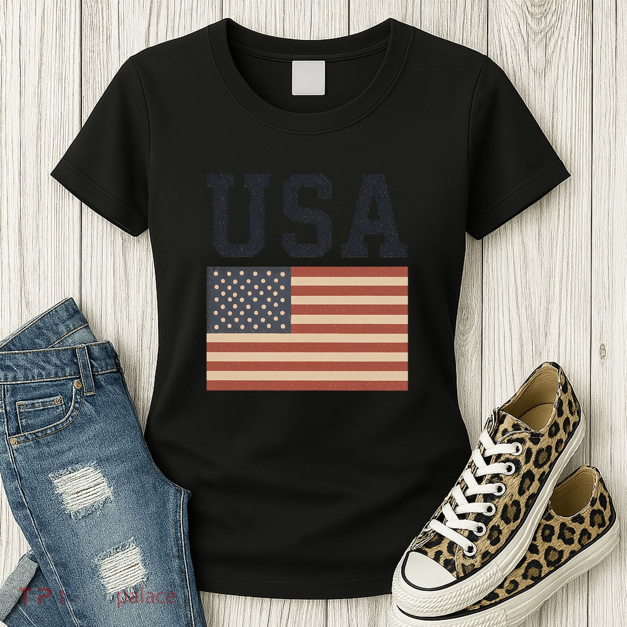 USA Flag Graphic Women's T-Shirt