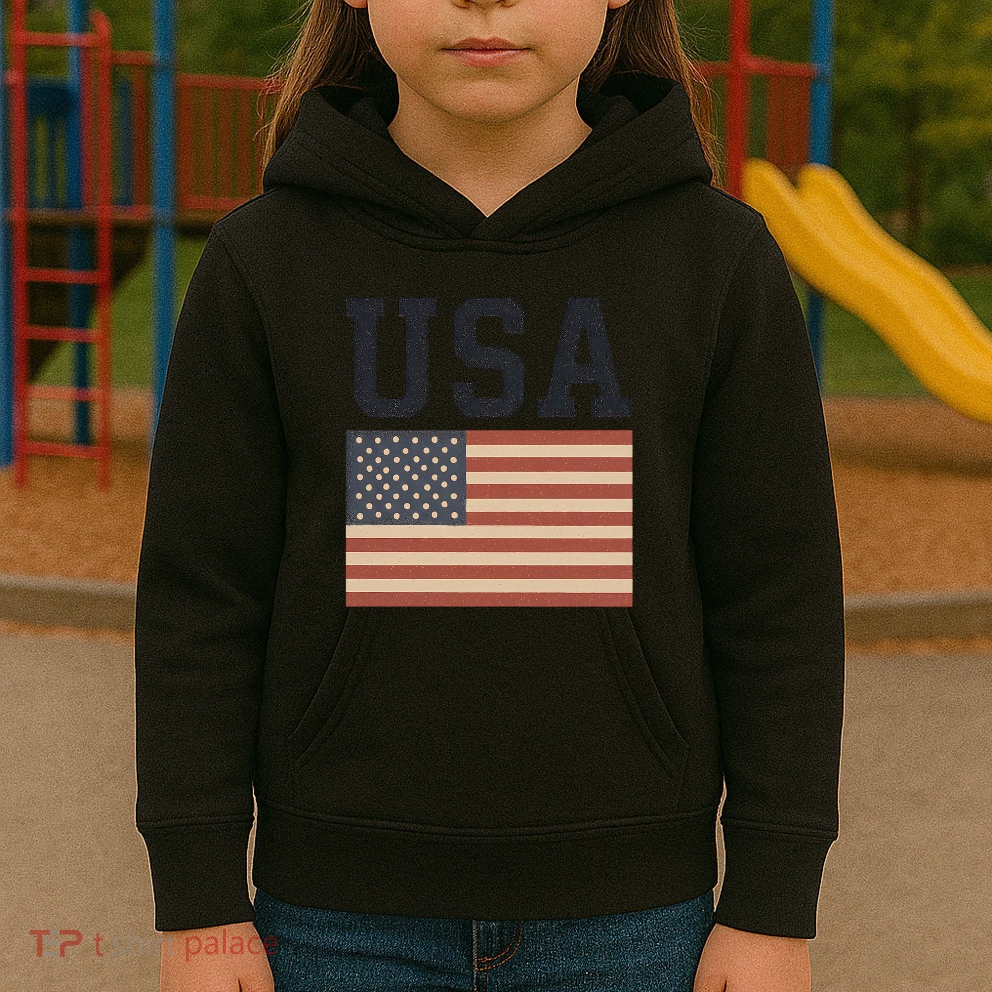 USA Flag Graphic Kids Hoodie