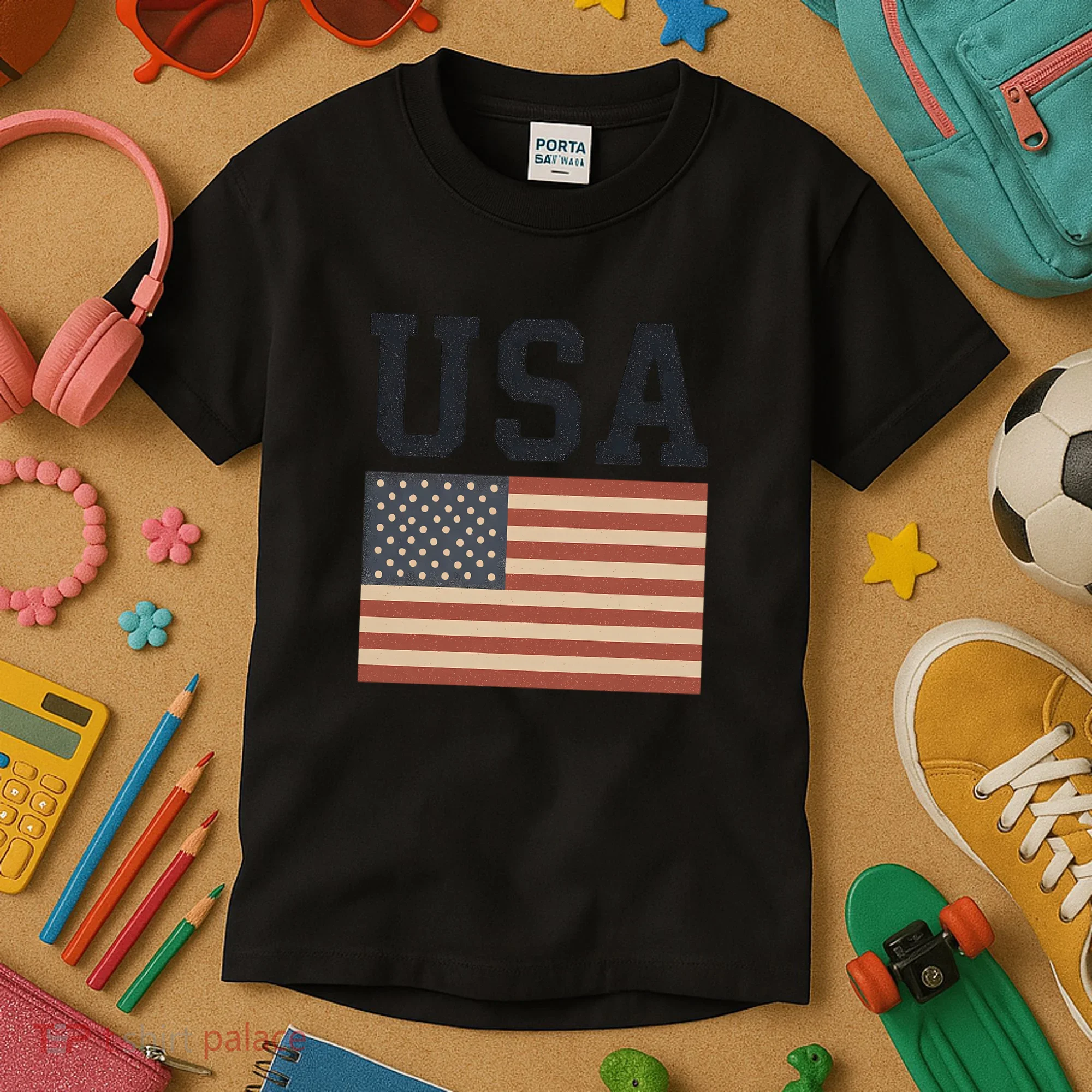 USA Flag Graphic Kids T-Shirt