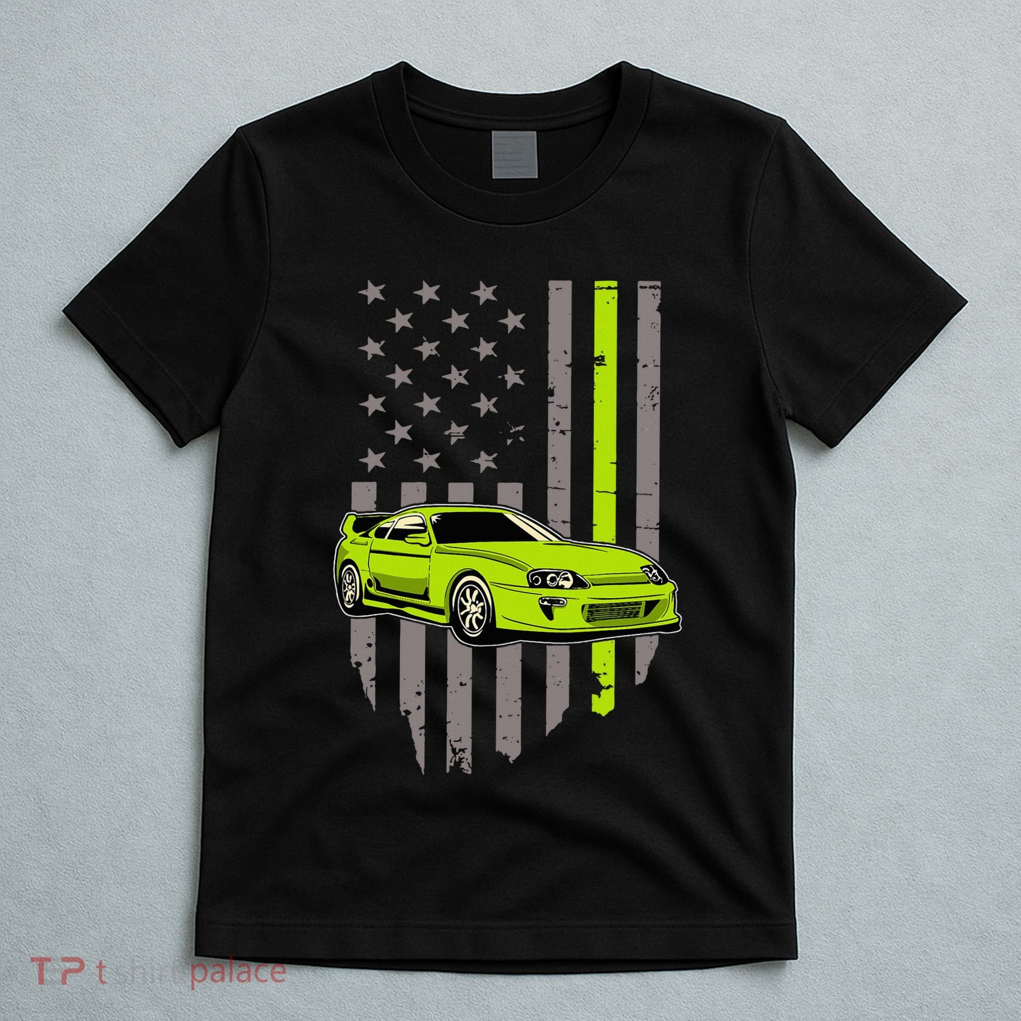 Usa Flag Green Mk4 Jdm Tokyo Supra Drift Car Street Racing T-Shirt