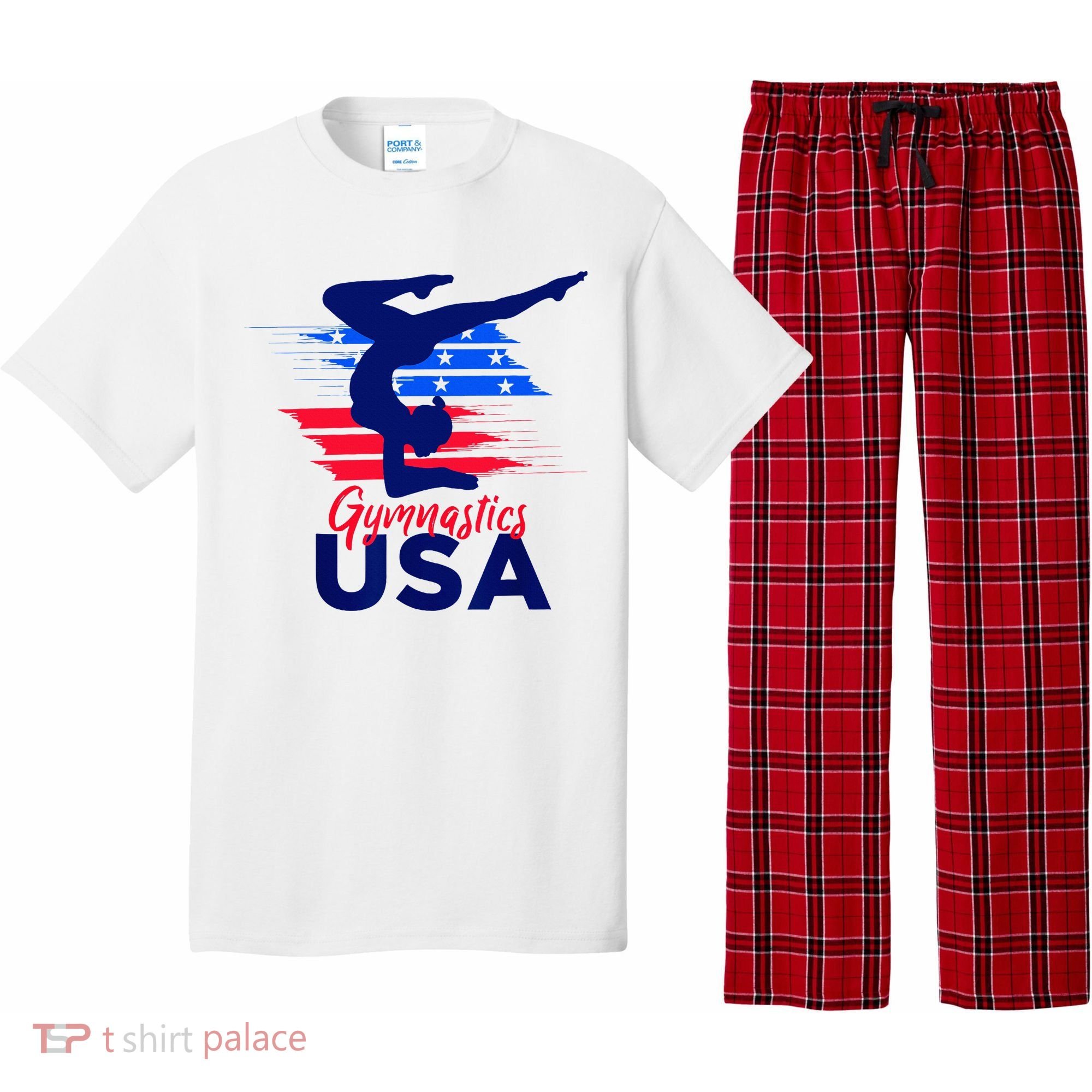 Usa Flag Gymnastics Usa Support Pajama Set
