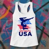 Usa Flag Gymnastics Usa Support Women's Tank Top thumb 3