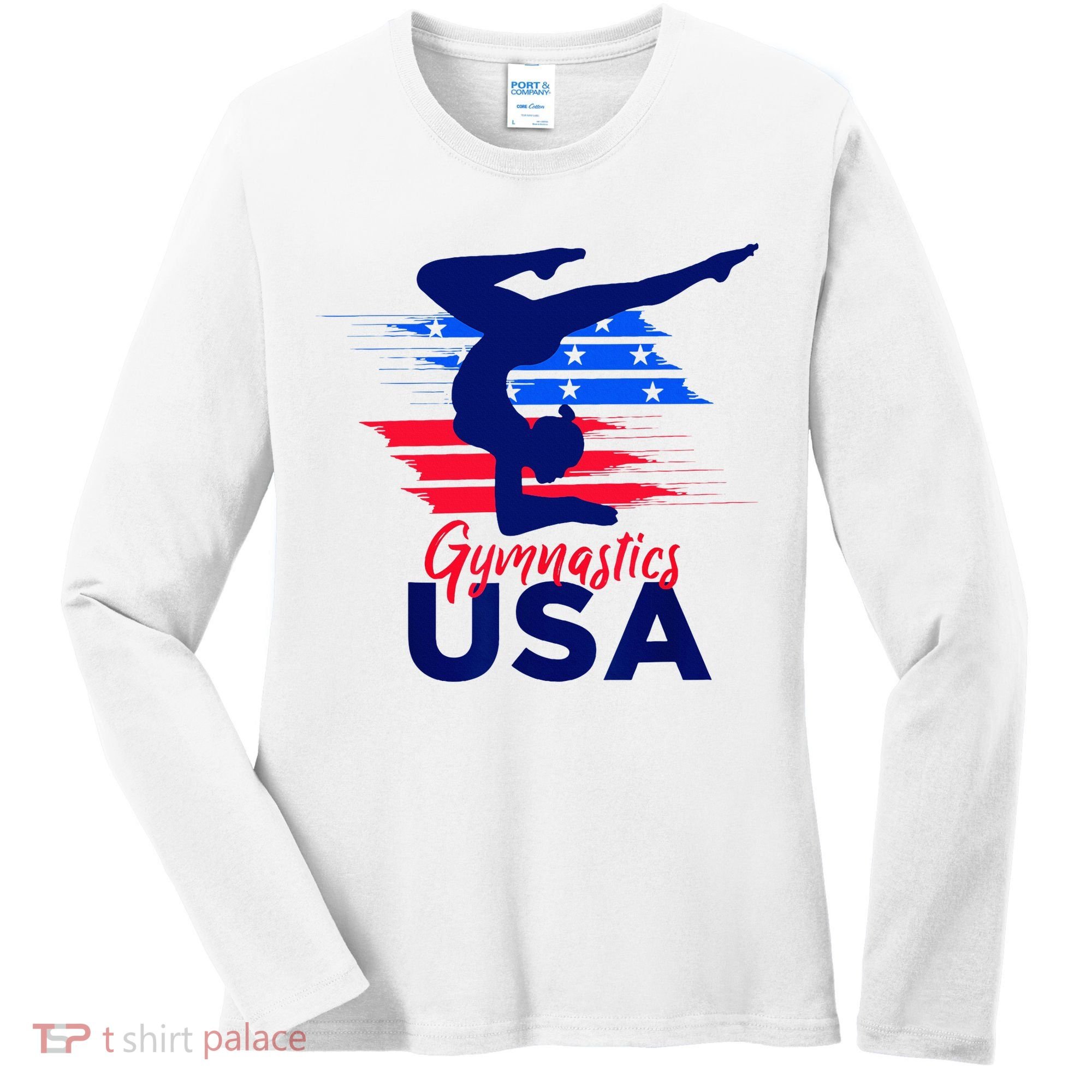 Usa Flag Gymnastics Usa Support Women's Long Sleeve Shirt