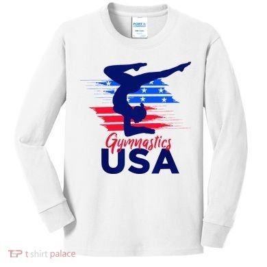 Usa Flag Gymnastics Usa Support Kids Long Sleeve Shirt