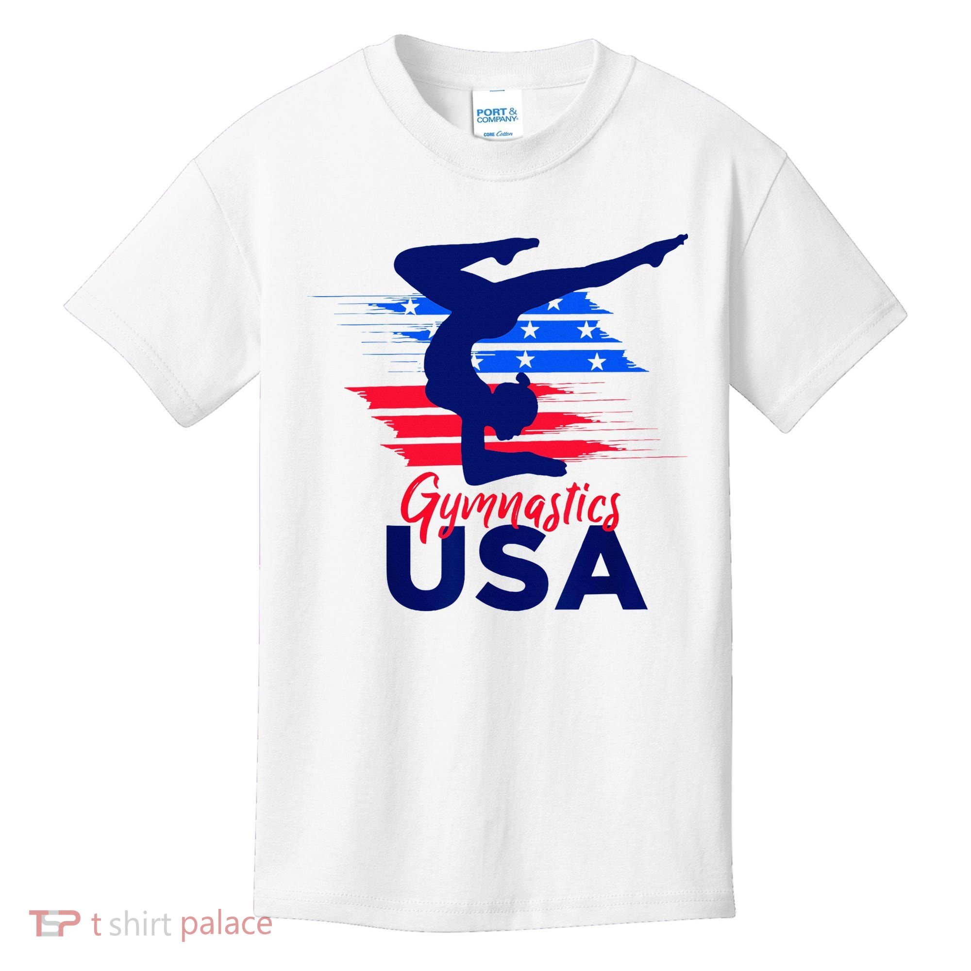 Usa Flag Gymnastics Usa Support Kids T-Shirt