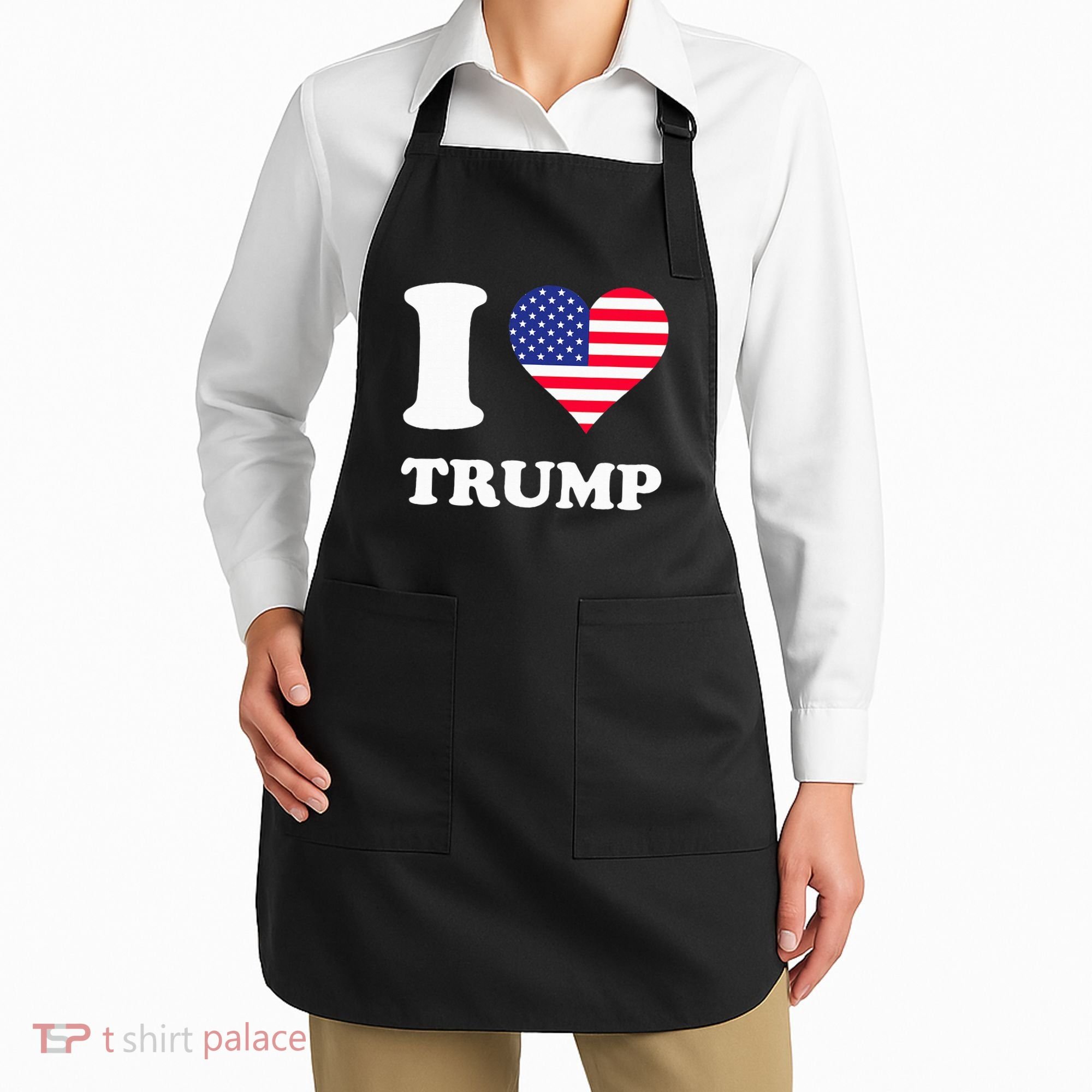 Usa Flags Heart I Love Trump Apron