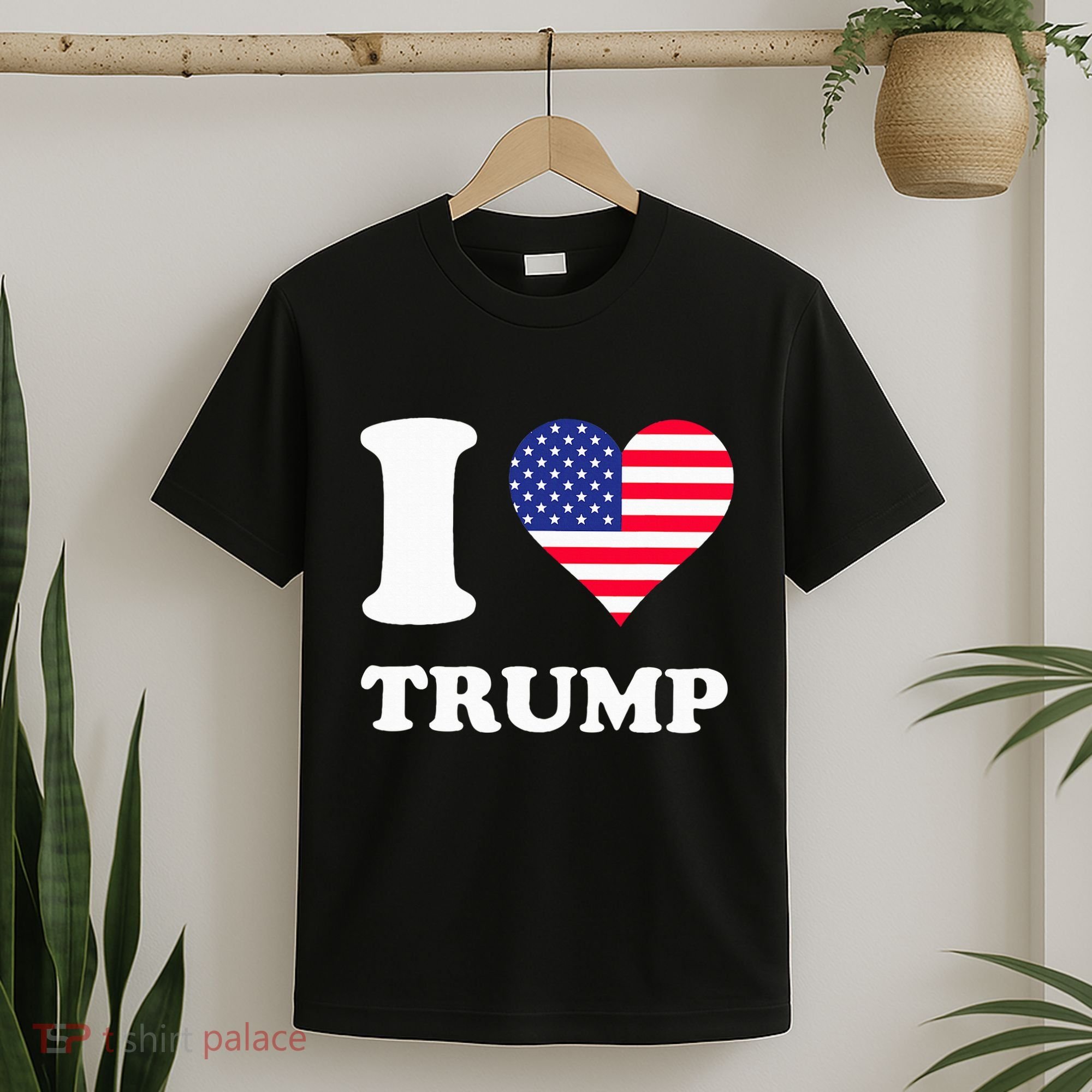 Usa Flags Heart I Love Trump T-Shirt