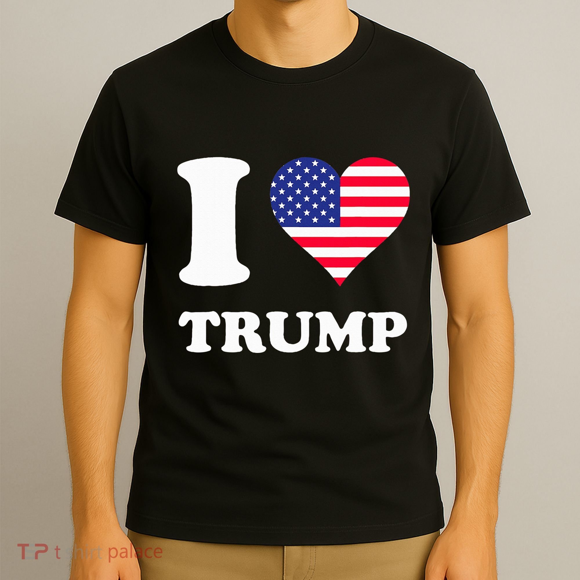 Usa Flags Heart I Love Trump T-Shirt