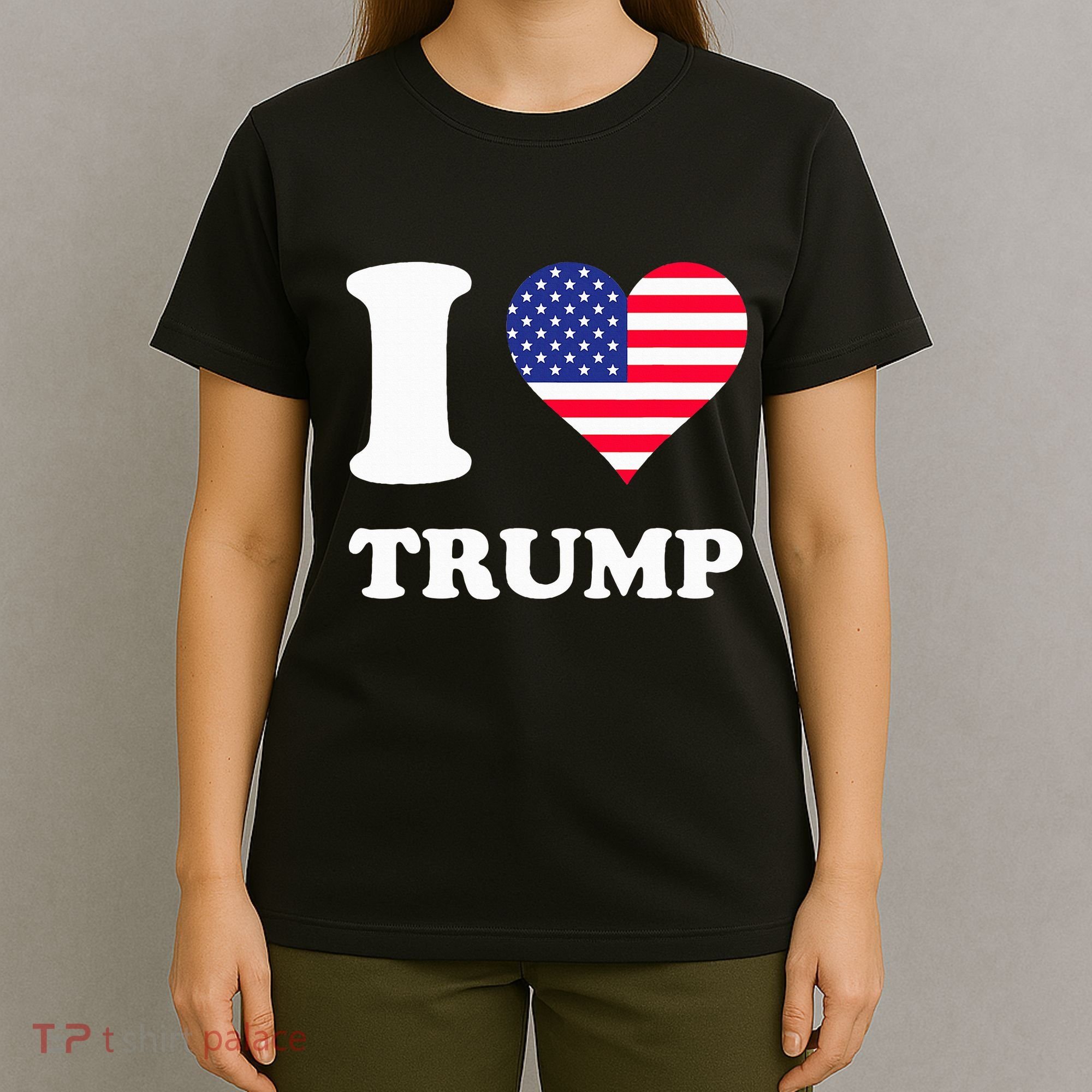 Usa Flags Heart I Love Trump T-Shirt