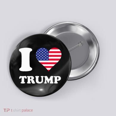 Usa Flags Heart I Love Trump Button