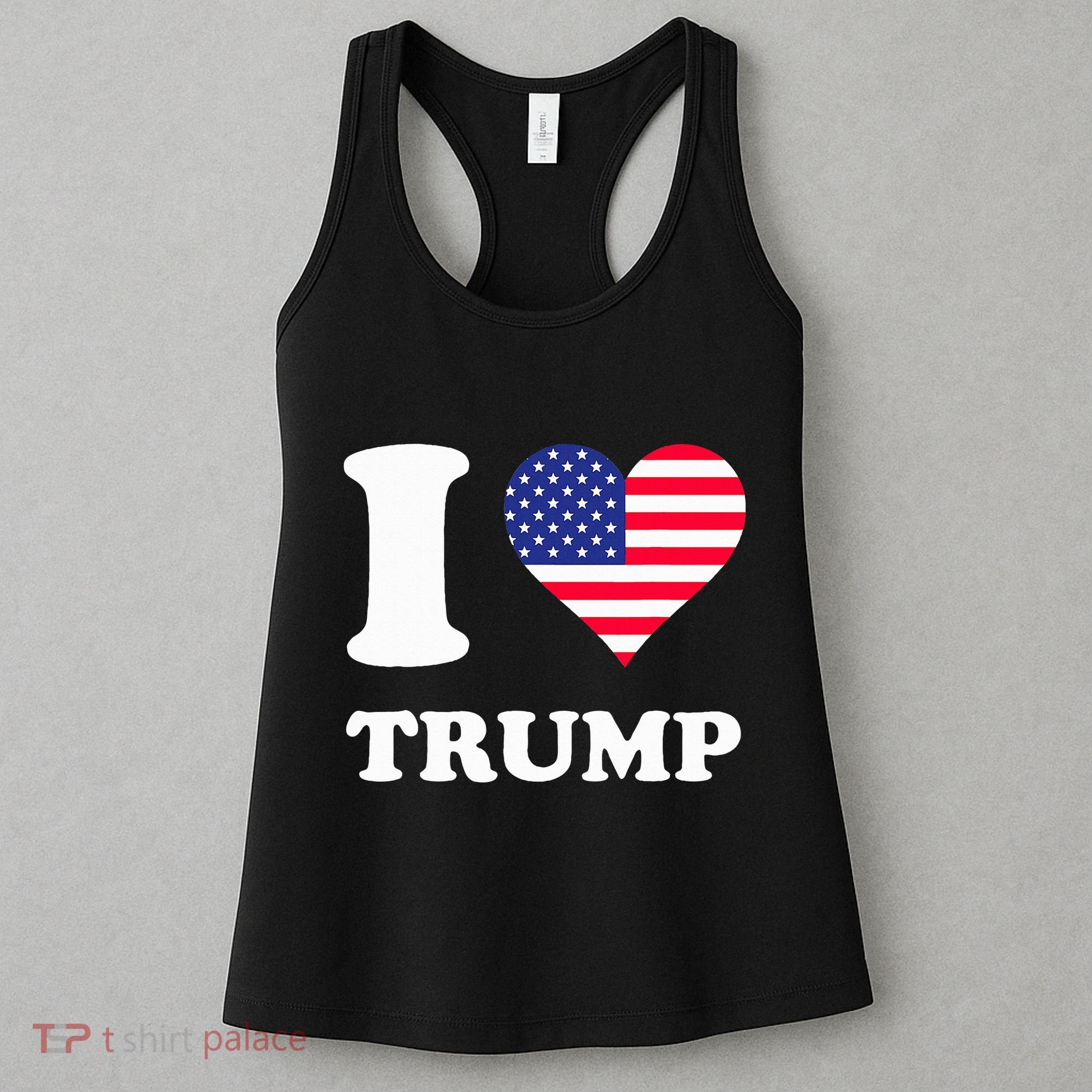 Usa Flags Heart I Love Trump Women's Tank Top