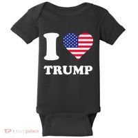 Usa Flags Heart I Love Trump Baby Bodysuit thumb 0