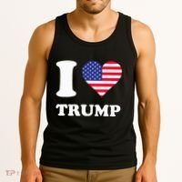 Usa Flags Heart I Love Trump Tank Top thumb 3