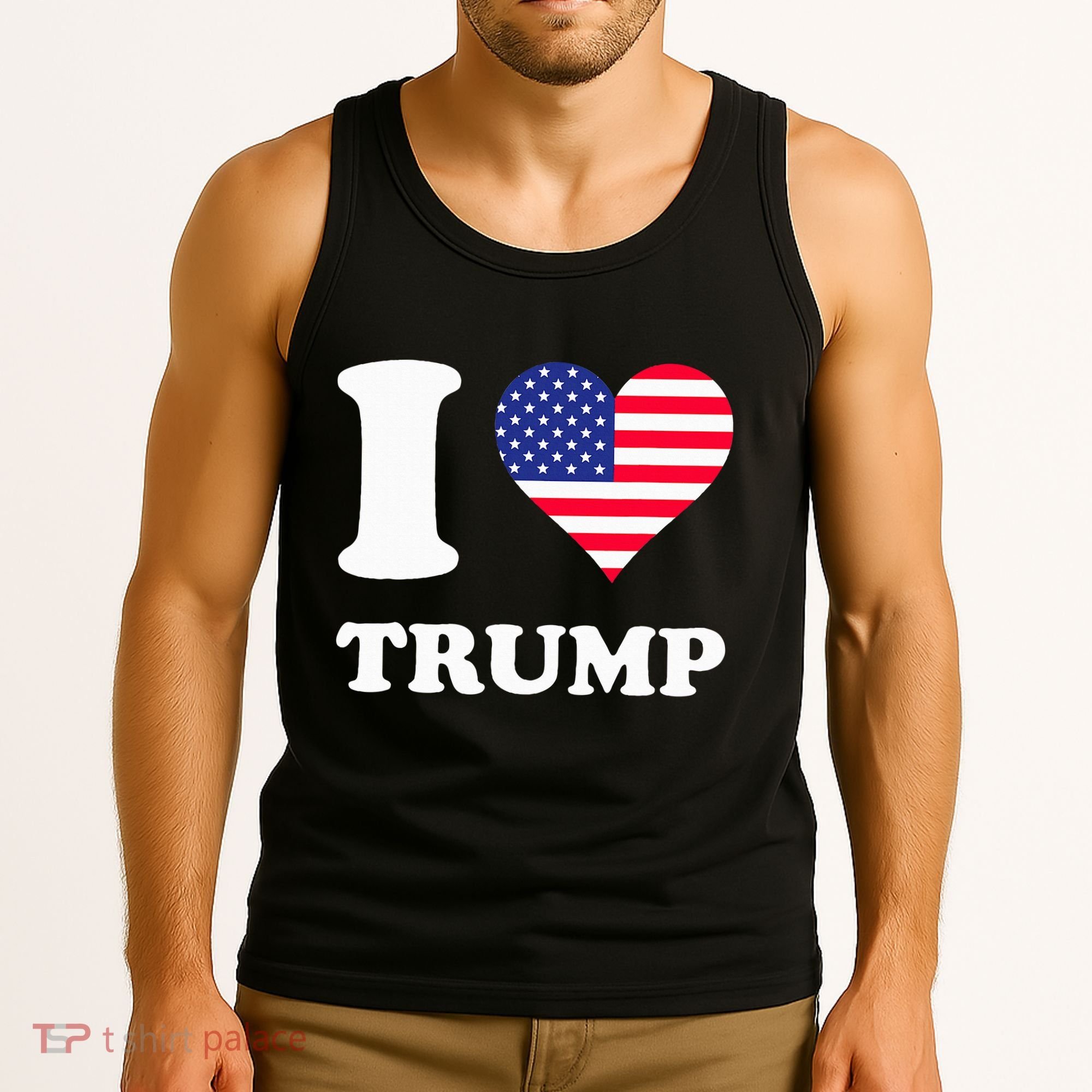 Usa Flags Heart I Love Trump Tank Top
