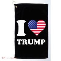 Usa Flags Heart I Love Trump Golf Towel thumb 0