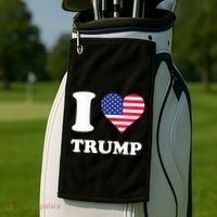 Usa Flags Heart I Love Trump Golf Towel thumb 2