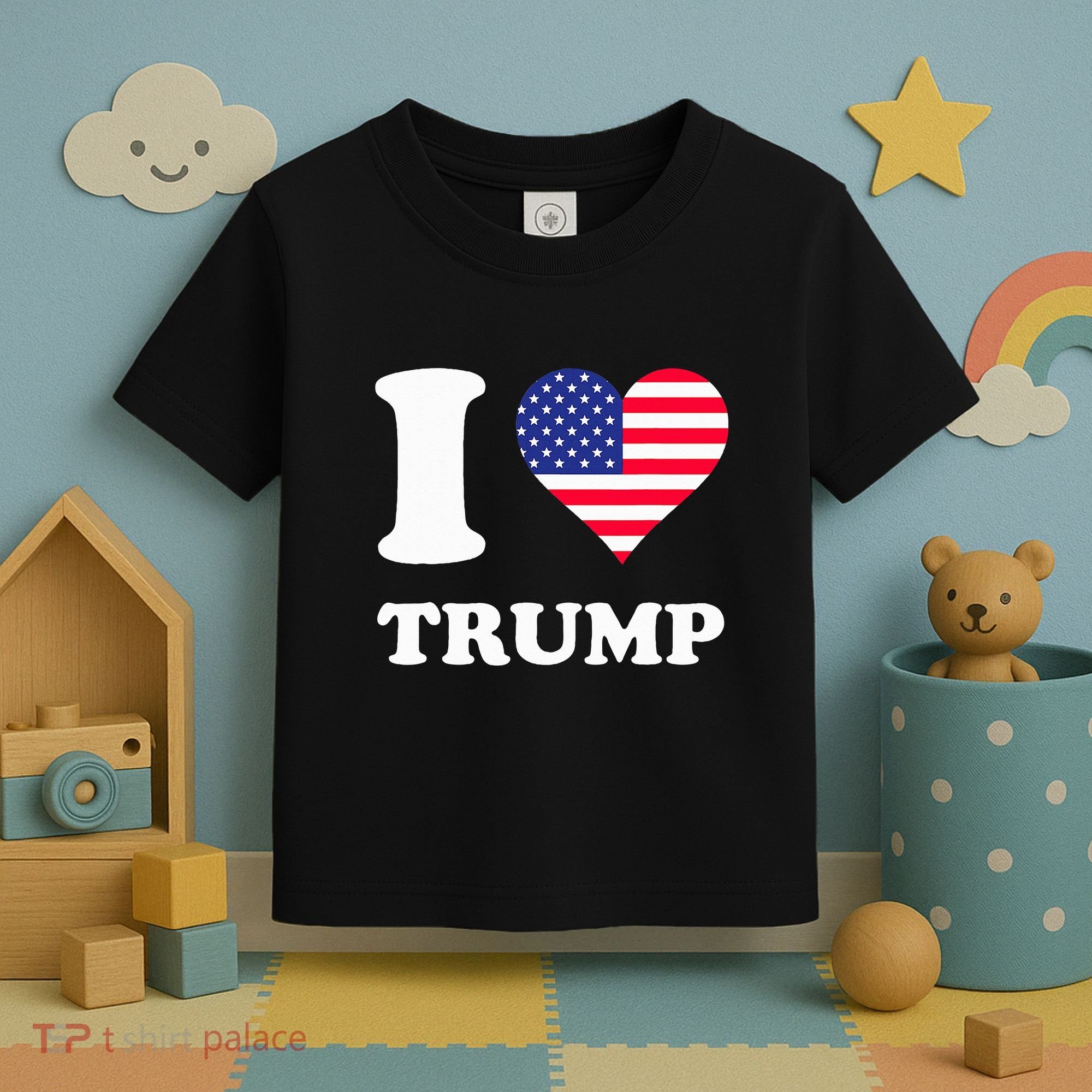 Usa Flags Heart I Love Trump Toddler T-Shirt