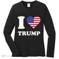 Usa Flags Heart I Love Trump Women's Long Sleeve Shirt thumb 0