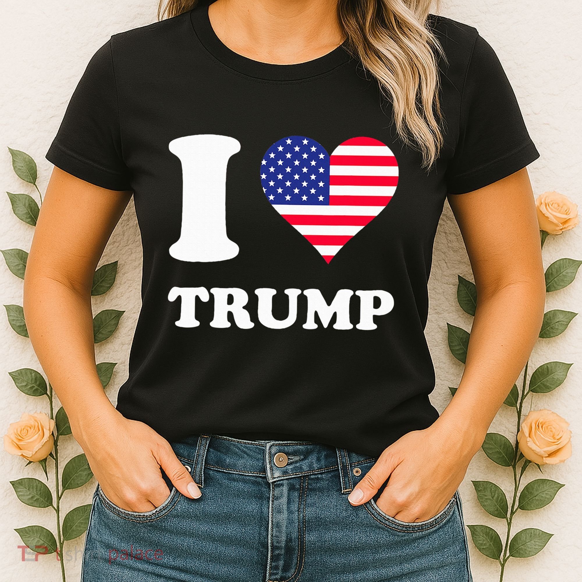 Usa Flags Heart I Love Trump Women's T-Shirt