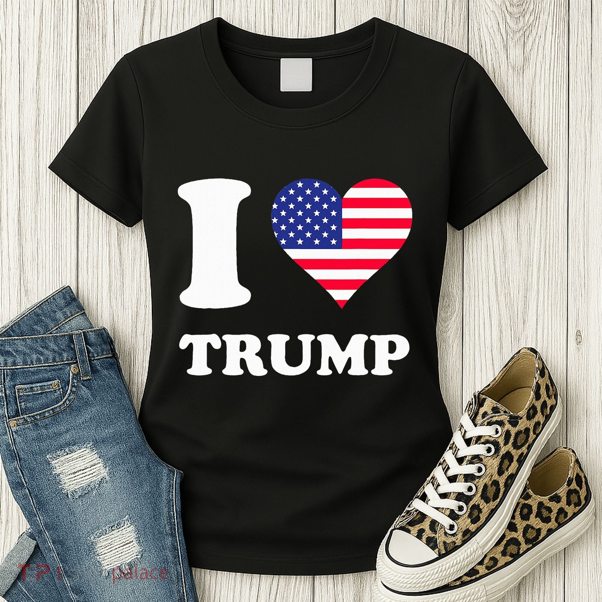 Usa Flags Heart I Love Trump Women's T-Shirt
