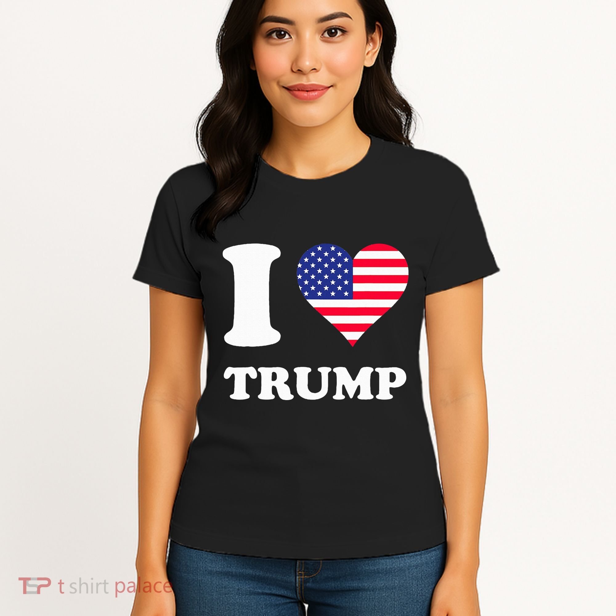 Usa Flags Heart I Love Trump Women's T-Shirt