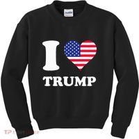 Usa Flags Heart I Love Trump Kids Sweatshirt thumb 0
