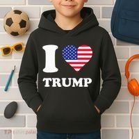 Usa Flags Heart I Love Trump Kids Hoodie thumb 2
