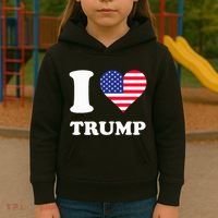 Usa Flags Heart I Love Trump Kids Hoodie thumb 3