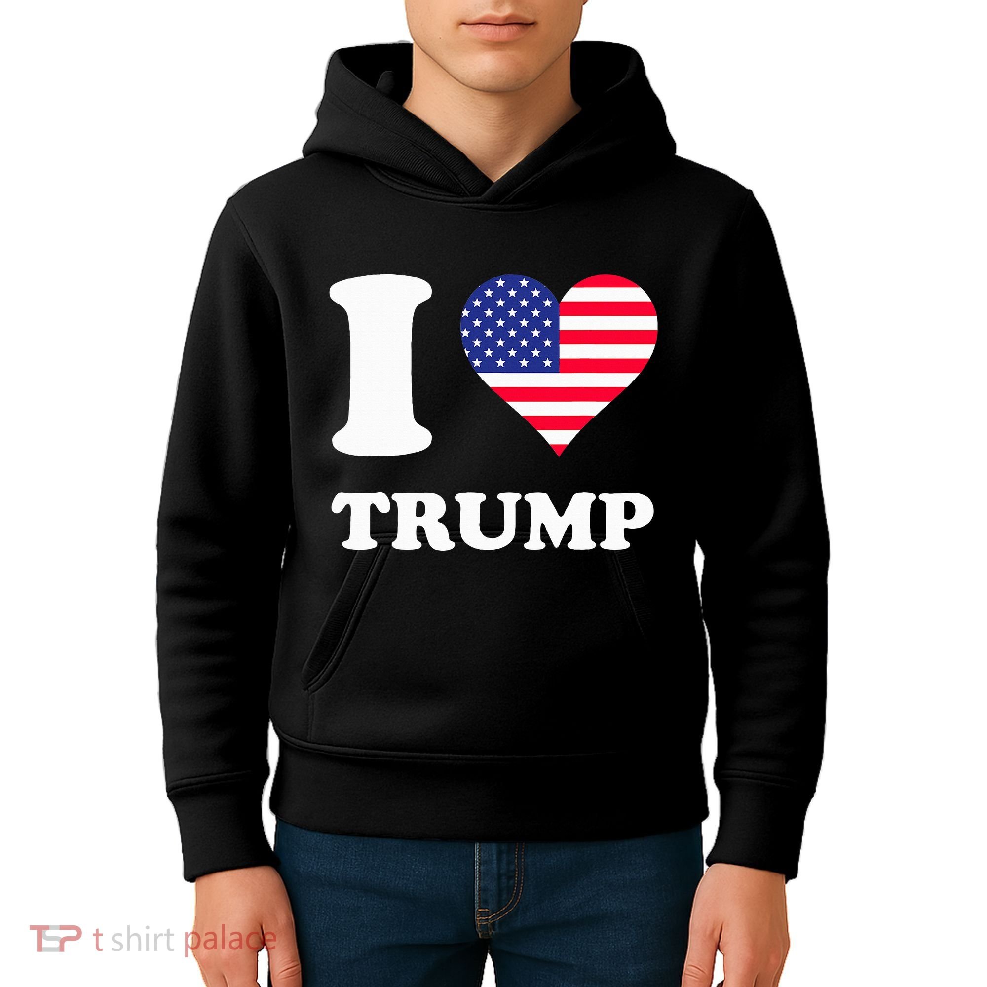 Usa Flags Heart I Love Trump Kids Hoodie