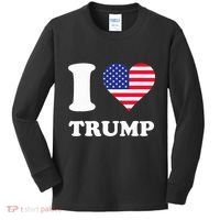 Usa Flags Heart I Love Trump Kids Long Sleeve Shirt thumb 0