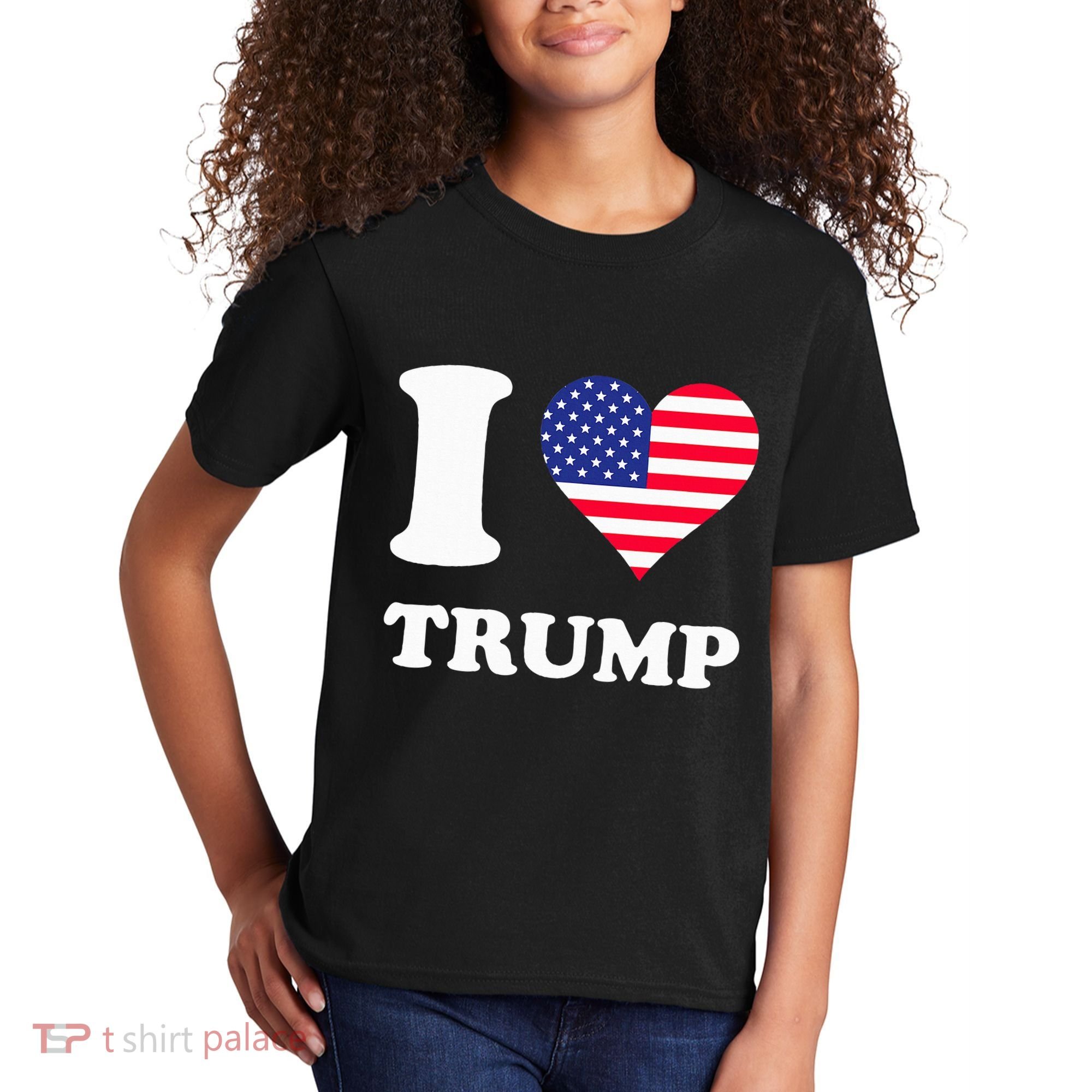 Usa Flags Heart I Love Trump Kids T-Shirt