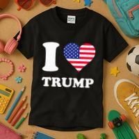 Usa Flags Heart I Love Trump Kids T-Shirt thumb 3