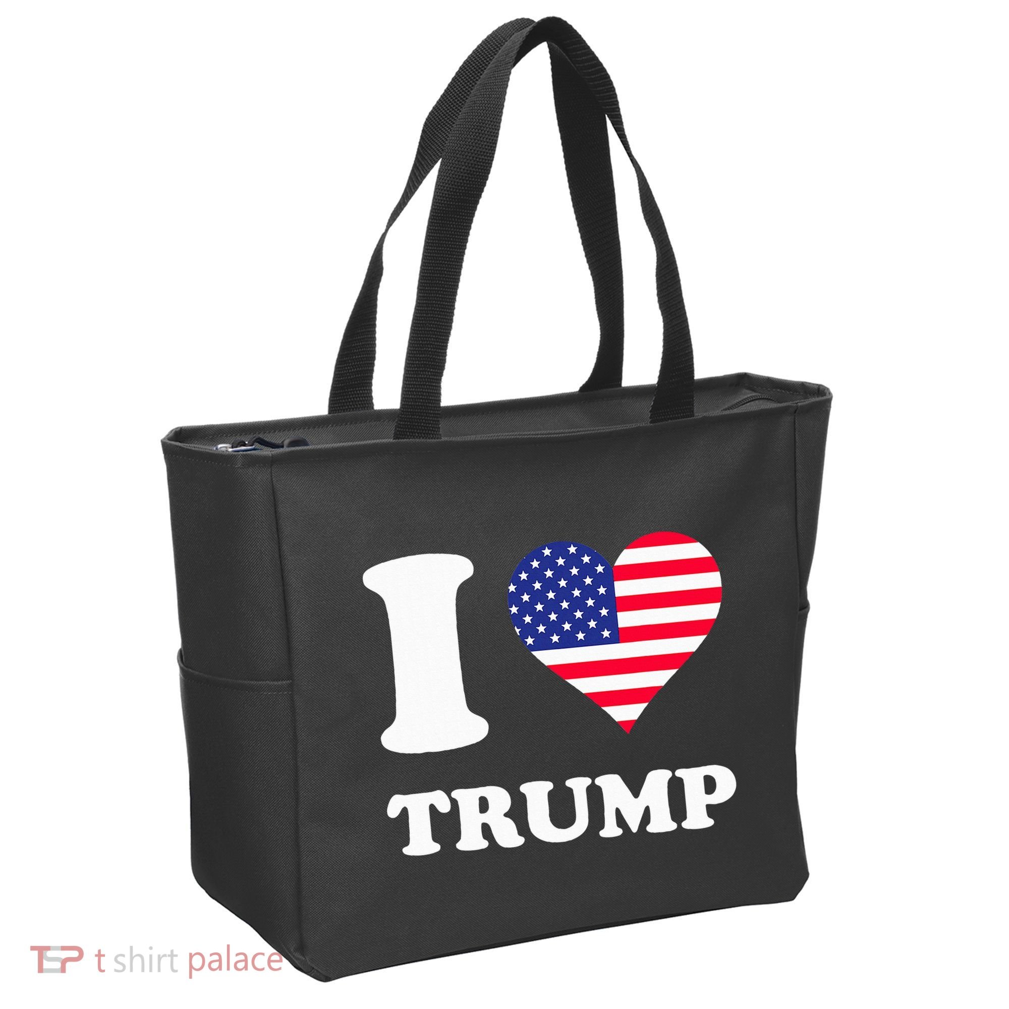 Usa Flags Heart I Love Trump Tote Bag
